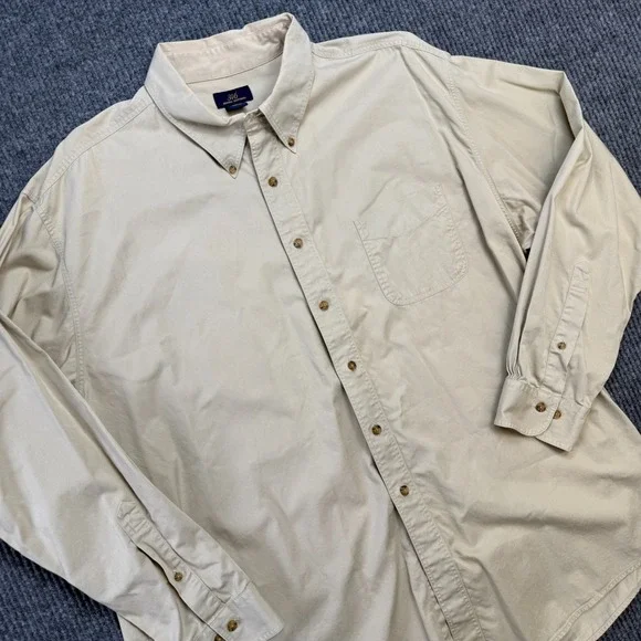 Brooks Brothers Shirt Mens 2XL Beige Khaki Twill 346 Button Down Classic Casual - Picture 2 of 8